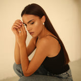 Pendientes de moissanita para mujer | Plata de ley 925 con baño de oro de 18 quilates | Diseño conmovedor