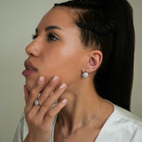 Pendientes de moissanita para mujer | Plata de ley 925 con baño de oro de 18 quilates | Diseño conmovedor