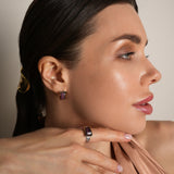 Pendientes de moissanita para mujer | Plata de ley 925 con baño de oro de 18 quilates | Diseño conmovedor