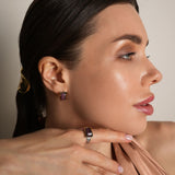 925 Sterling Silver Ring - Solid Gold over Silver with Purple Cat’s Eye - Olivia Star Jewelry 1193R