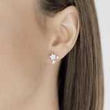 Pendientes de moissanita para mujer | Plata de ley 925 con baño de oro de 18 quilates | Diseño conmovedor