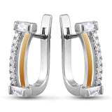 Pendientes de moissanita para mujer | Plata de ley 925 con baño de oro de 18 quilates | Diseño conmovedor