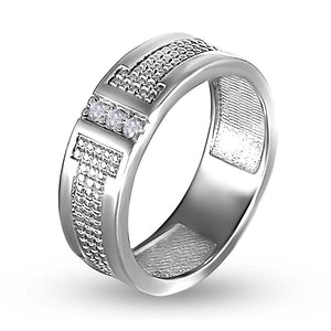 Cubic Zirconia Ring Mesh Trio, sterling silver