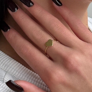 14K Gold Plated Ring Golden Heart, sterling silver, worn on hand