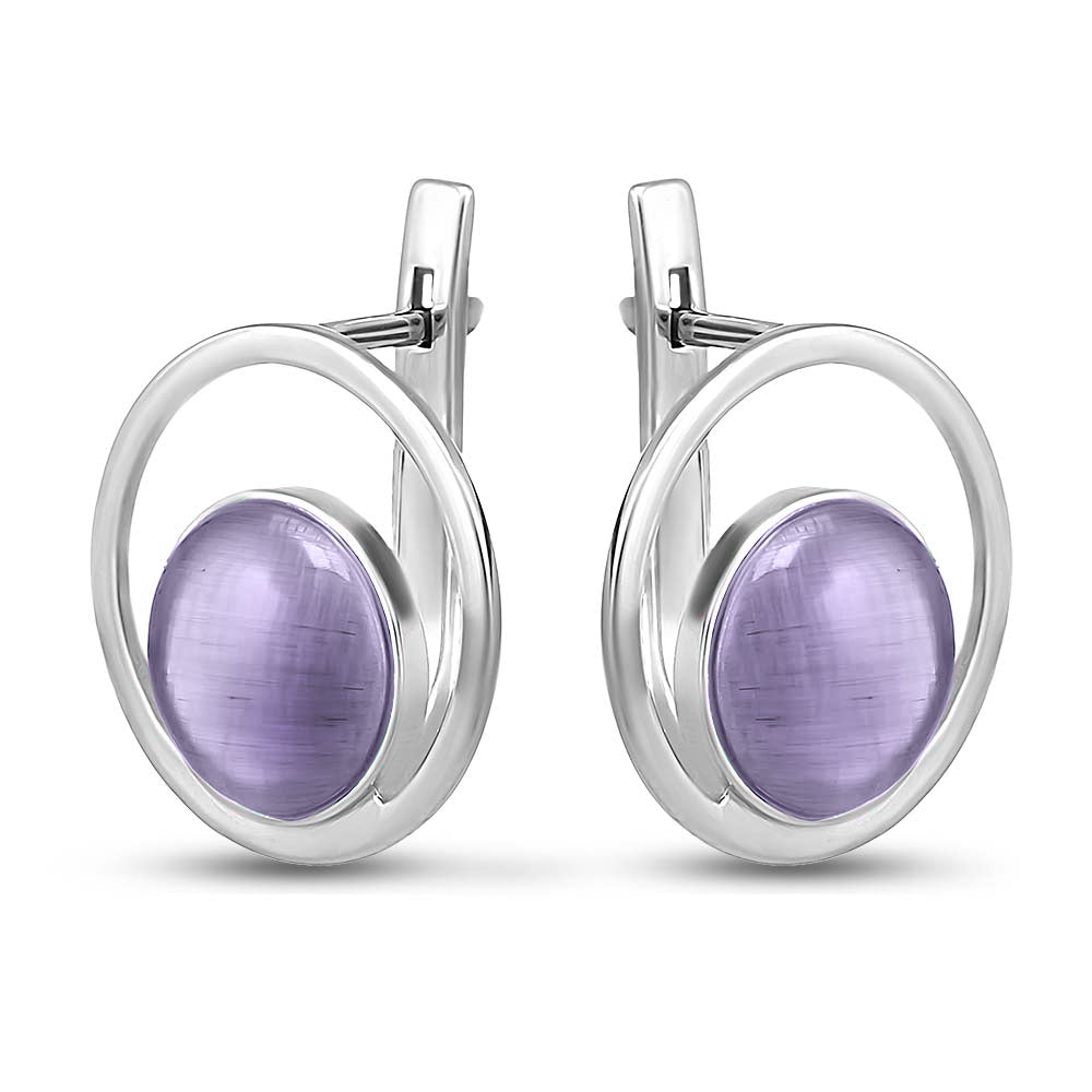 Sterling Silver Earrings | Denim Ulexite Stone