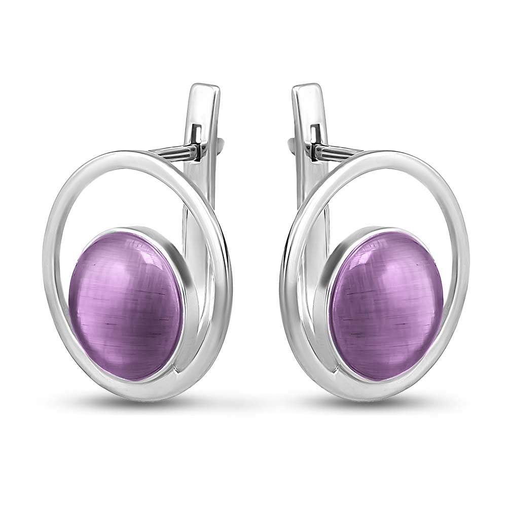 Sterling Silver Earrings | Violet Ulexite Stone