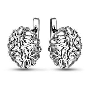 Sterling Silver Huggie Earrings Filigree Dome, sterling silver