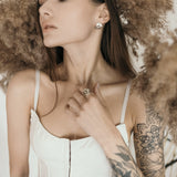 Pendientes de moissanita para mujer | Plata de ley 925 con baño de oro de 18 quilates | Diseño conmovedor