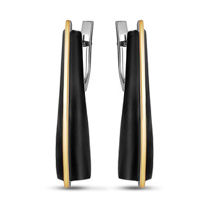 14K Gold Bonded Drop Earrings Black Slope, sterling silver