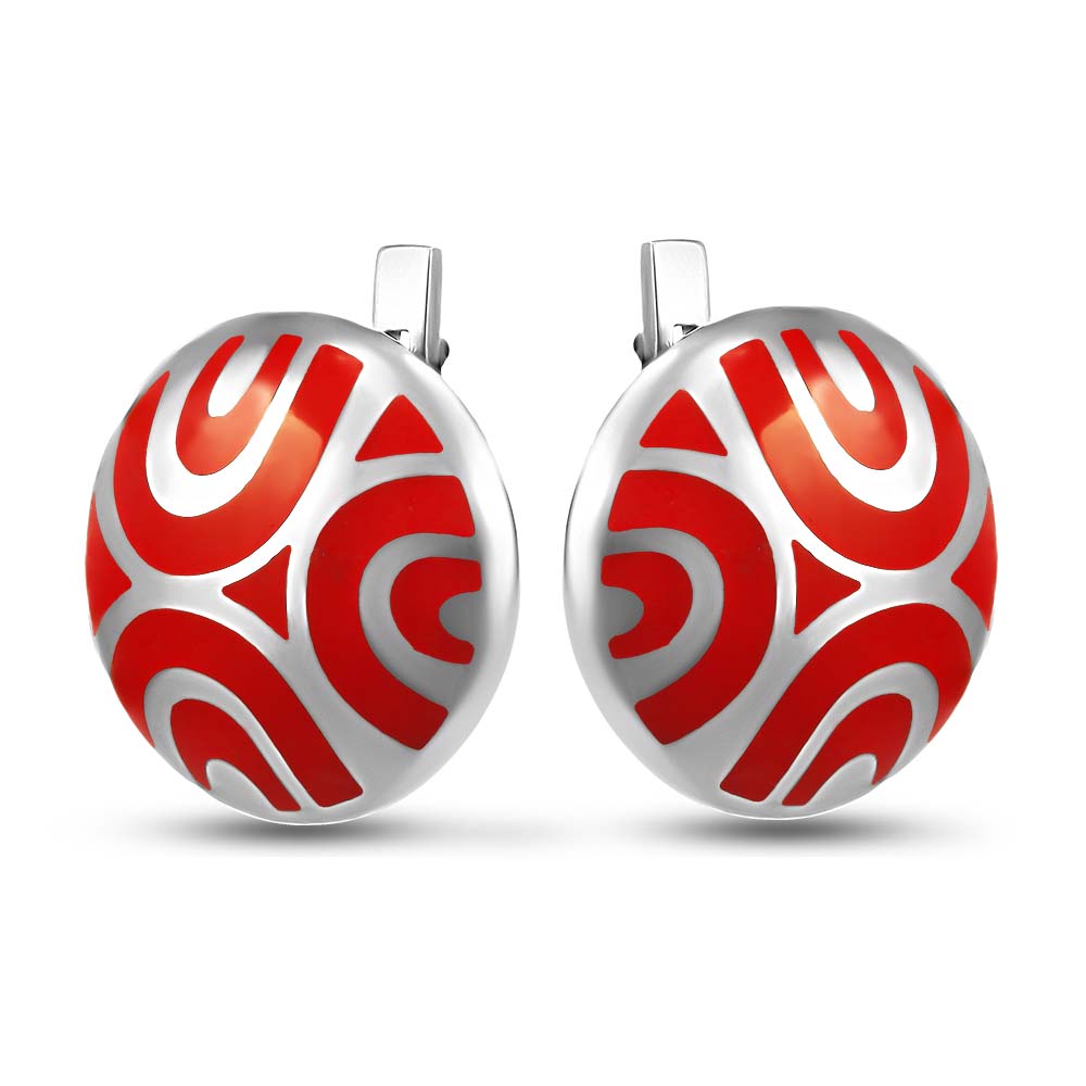 Enamel Earrings | Geometric | Sterling Silver