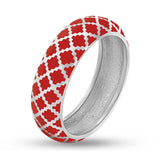 925 Sterling Silver Ring - Sleek Design with Red Enamel - Olivia Star Jewelry 1636R