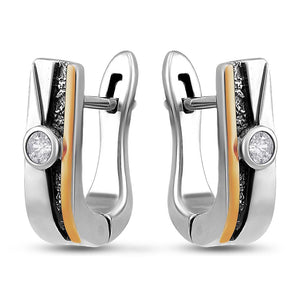 14K Gold Bonded Huggie Earrings Stardust Groove, sterling silver