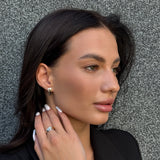 Pendientes de moissanita para mujer | Plata de ley 925 con baño de oro de 18 quilates | Diseño conmovedor