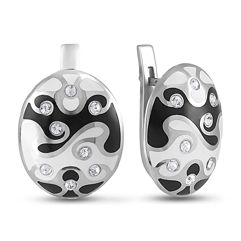 Enamel Earrings | Subtle Enamel Touch Polished | Sterling Silver