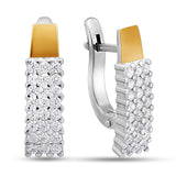 925 Sterling Silver Earrings - Real Gold Finish with White Zirconia Classic Design - Olivia Star Jewelry 1954E
