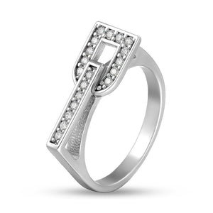 Cubic Zirconia Ring Buckle Bar, sterling silver