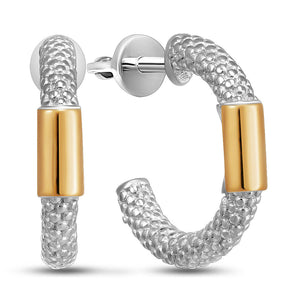14K Gold Bonded Hoop Earrings Caviar Hoop, sterling silver