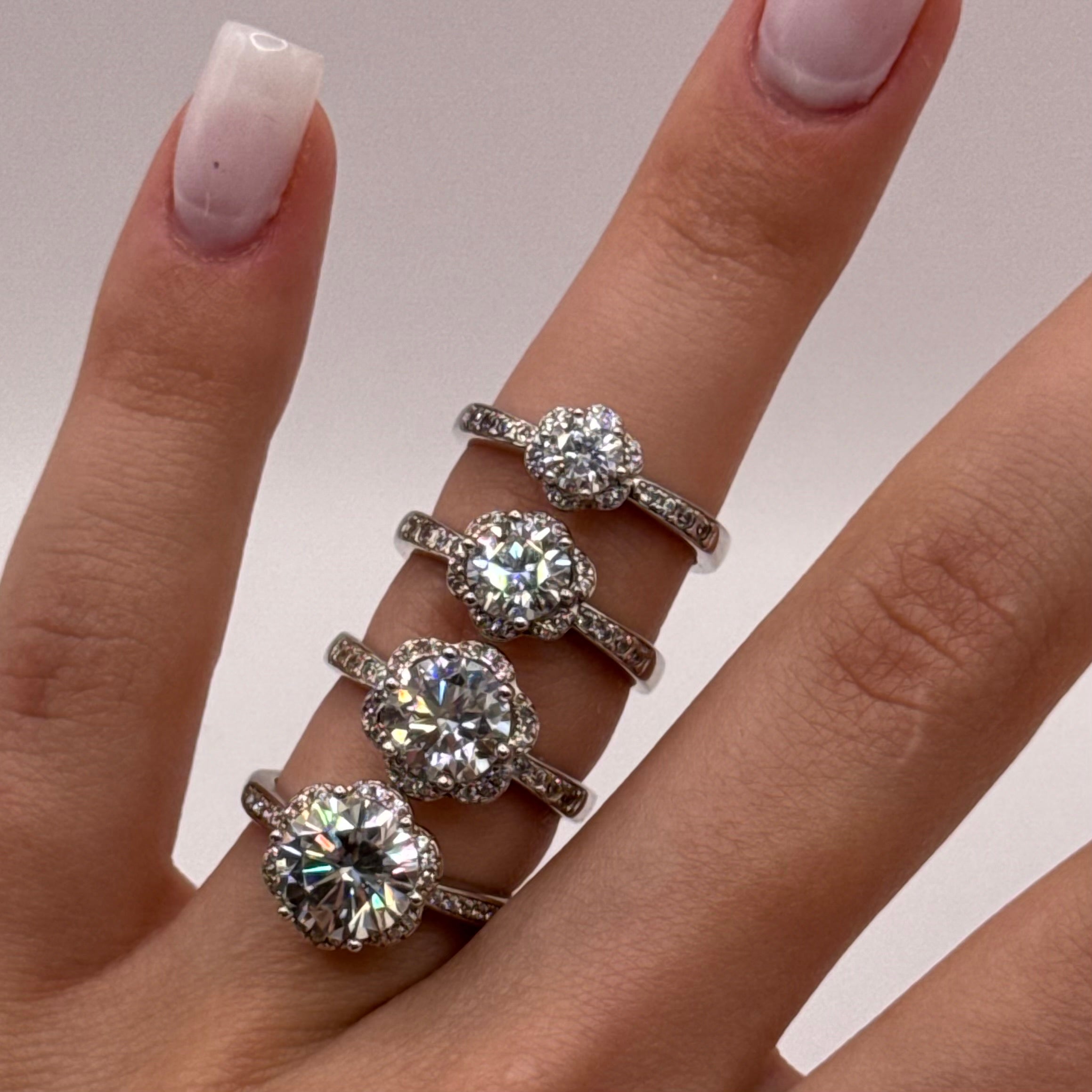 Luxury Moissanite Ring - 18K White Gold Plated with a Radiant Center Stone