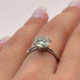 S925 Sterling Silver Moissanite Ring – Six-Claws Charm, 18K White Gold Plated, Stylish and Elegant