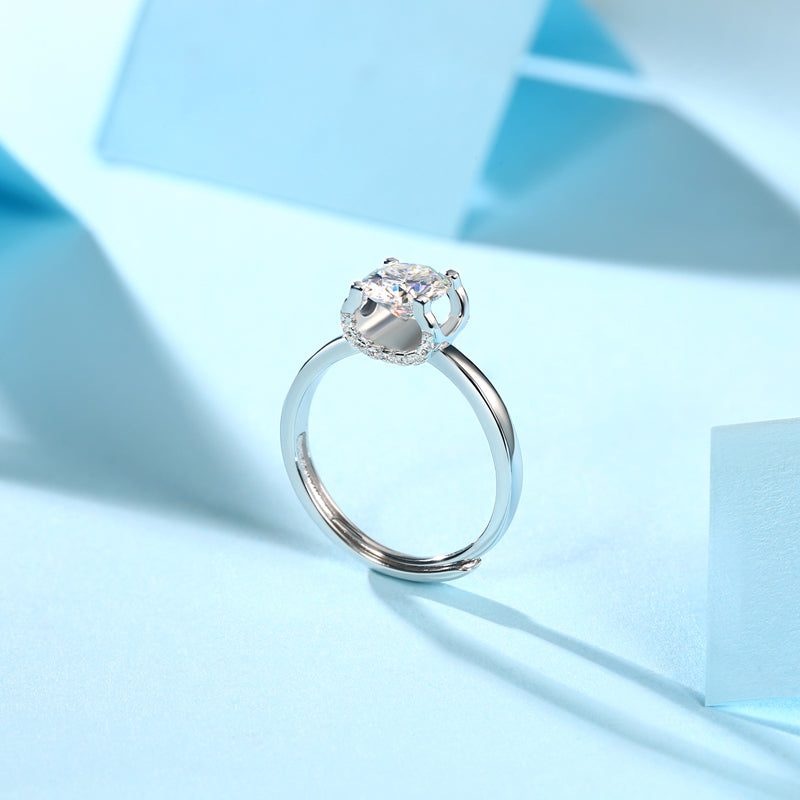 Elegant Moissanite Ring - Classic Opulent Design with a Brilliant Cut Stone