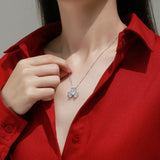 Collar con colgante de moissanita para mujer | Plata de ley 925 con baño de oro de 18 quilates | Diseño de trébol