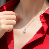 Collar con colgante de moissanita para mujer | Plata de ley 925 con baño de oro de 18 quilates | Diseño de fuegos artificiales