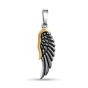 14K Gold Bonded Pendant Raven Wing, sterling silver