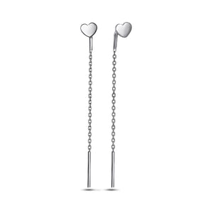 Sterling Silver Threader Earrings Petite Heart Tail, sterling silver