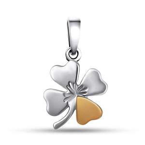 14K Gold Bonded Pendant Lucky Clover, sterling silver