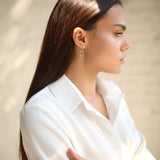 Pendientes de moissanita para mujer | Plata de ley 925 con baño de oro de 18 quilates | Diseño conmovedor