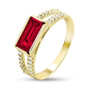 14K Gold Plated Ring Red Stone Delicate, sterling silver