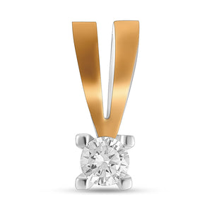14K Gold Bonded Pendant Golden V Solitaire, sterling silver