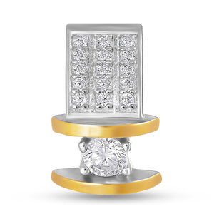 14K Gold Bonded Pendant Floating Solitaire Panel, sterling silver
