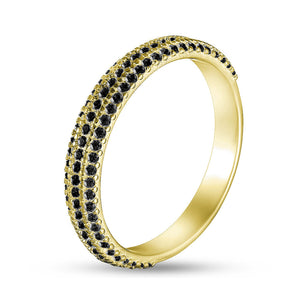 14K Gold Plated Ring Golden Midnight Dome, sterling silver