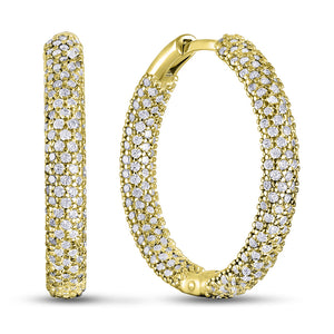 14K Gold Plated Hoop Earrings Golden Inside-Out Hoops, sterling silver