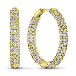 14K Gold Plated Hoop Earrings Golden Inside-Out Hoops, sterling silver