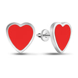 925 Sterling Silver Stud Earrings - Red Enamel Contemporary Design - Olivia Star Jewelry 2078E