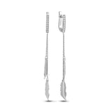 925 Sterling Silver Chain Drop Earrings - White Cubic Zirconia Elegant Design - Olivia Star Jewelry 2108E