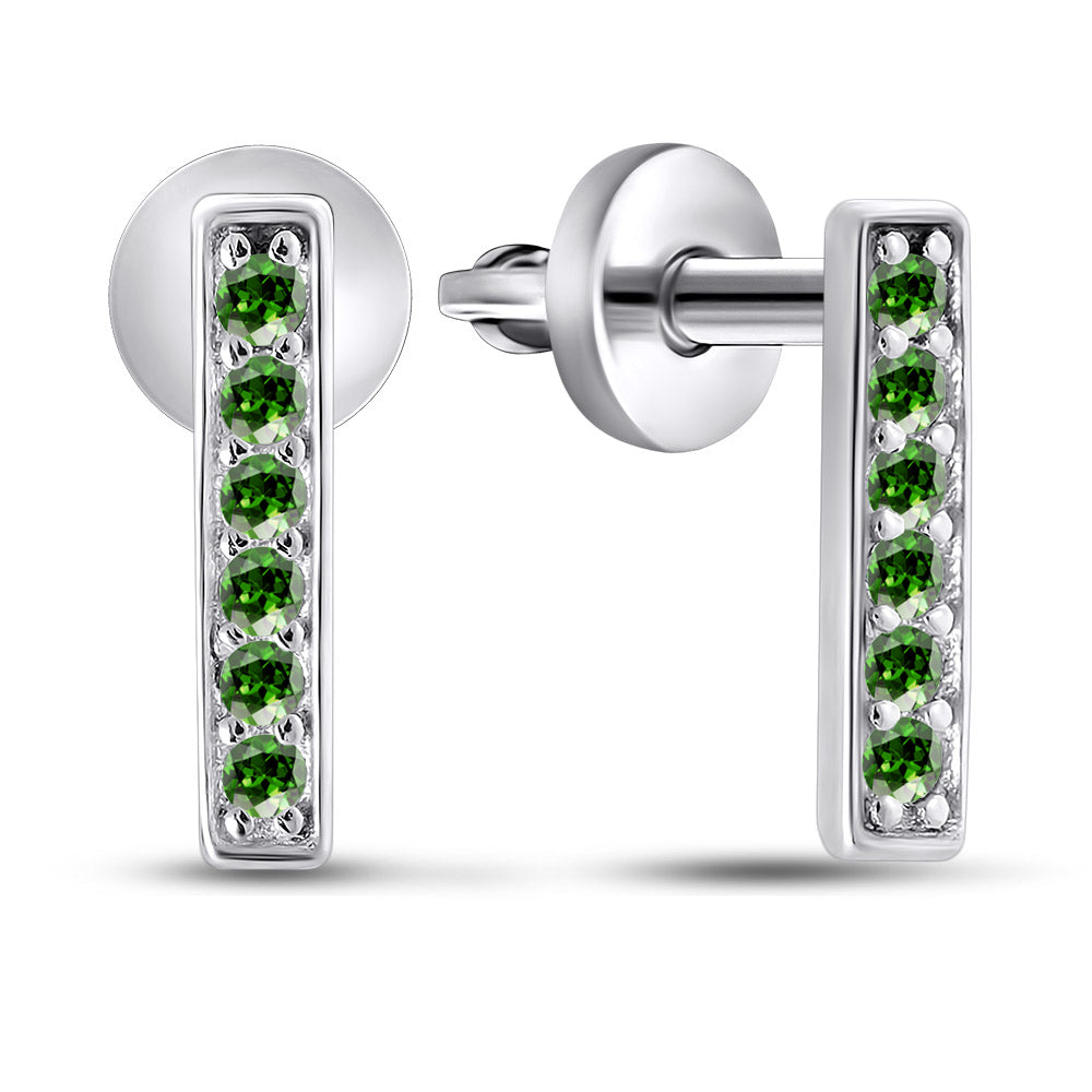 Sterling Silver Stud Earrings | Emerald CZ Modern