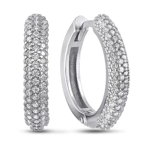 Cubic Zirconia Hoop Earrings Pavé Huggie Hoops, sterling silver