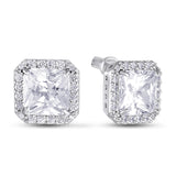 925 Sterling Silver Stud Earrings - White Cubic Zirconia Classic Design - Olivia Star Jewelry 2168/1E