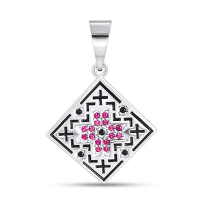 Enamel Pendant Geometric, sterling silver