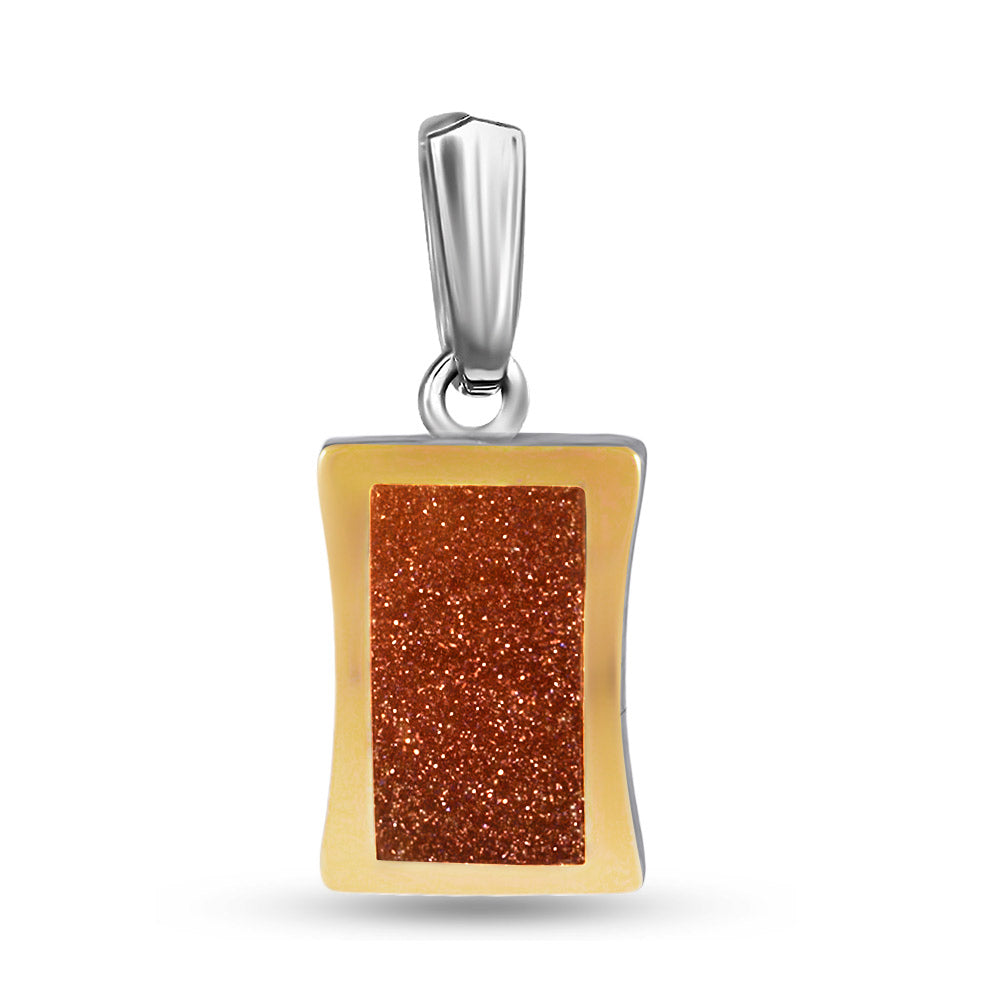 925 Sterling Silver Pendant Golden Sandstone with Solid Gold