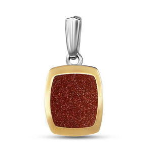 14K Gold Bonded Pendant Goldstone Cushion, sterling silver