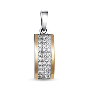 14K Gold Bonded Pendant Crystal Rails Tag, sterling silver