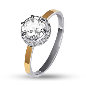 14K Gold Bonded Ring Crown Halo, sterling silver