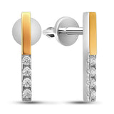 925 Sterling Silver Stud Earrings - Solid Gold Coating with Cubic Zirconia Classic Design - Olivia Star Jewelry 2010E
