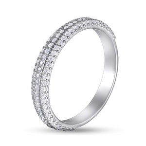 Cubic Zirconia Ring Crystal Dome Band, sterling silver
