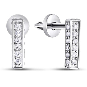 Cubic Zirconia Stud Earrings Pavé Bar Studs, sterling silver