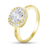 925 Sterling Silver Ring - Gold Plated with White Cubic Zirconia Elegant Design - Olivia Star Jewelry 2169LR